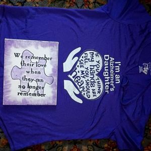 Ladies Alzheimer's tshirt and painting